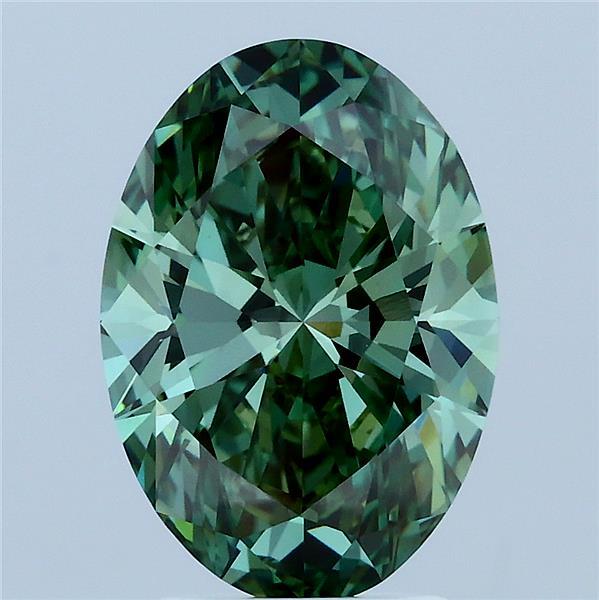 3.08ct Oval FANCY VIVID GREEN VVS2 Lab Created Diamond