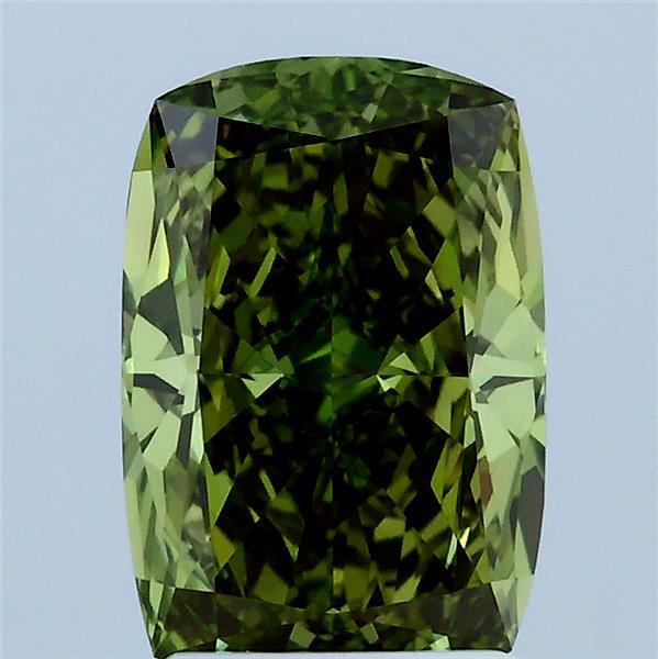 2.05ct Cushion FANCY VIVID GREEN VS1 Lab Created Diamond