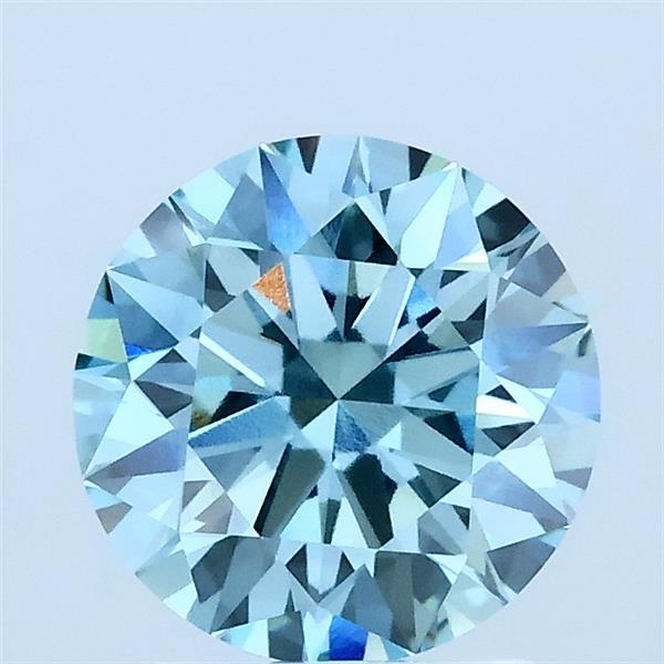 1.53ct Round FANCY INTENSE GREENISH BLUE VVS1 Lab Created Diamond