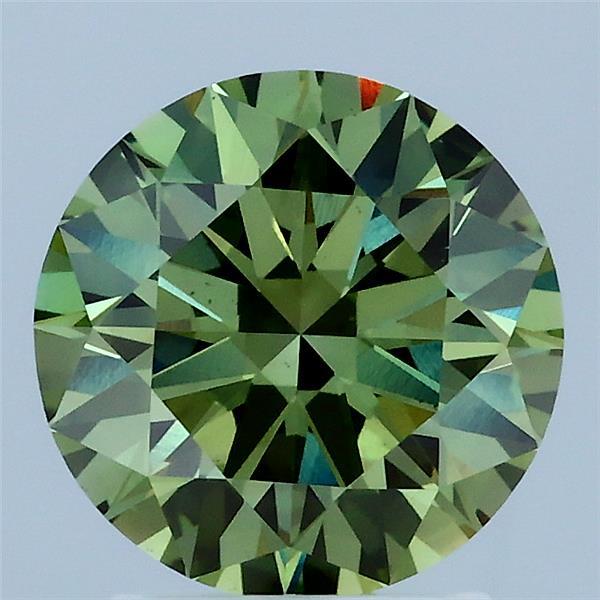 2.08ct Round FANCY VIVID GREEN VS1 Lab Created Diamond