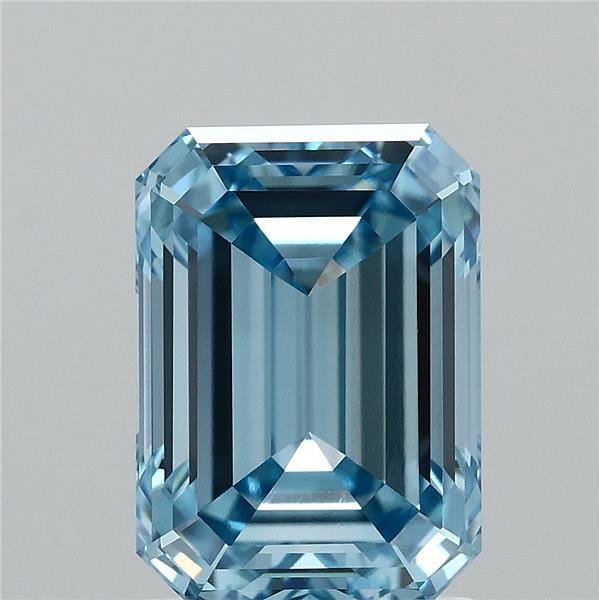 2.06ct Emerald FANCY VIVID BLUE VVS2 Lab Created Diamond