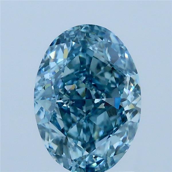 2.1ct Oval FANCY VIVID GREENISH BLUE VVS2 Lab Created Diamond