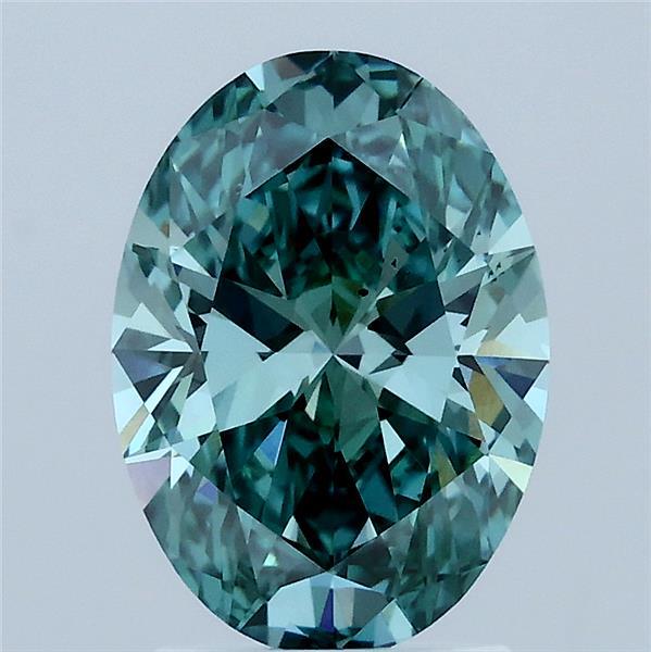 2.03ct Oval FANCY VIVID GREEN VS2 Lab Created Diamond