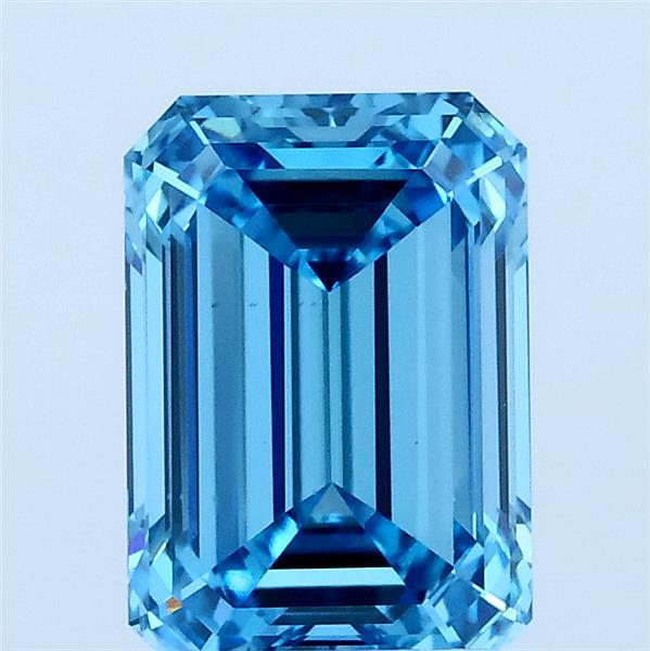 2ct Emerald FANCY VIVID BLUE VS1 Lab Created Diamond