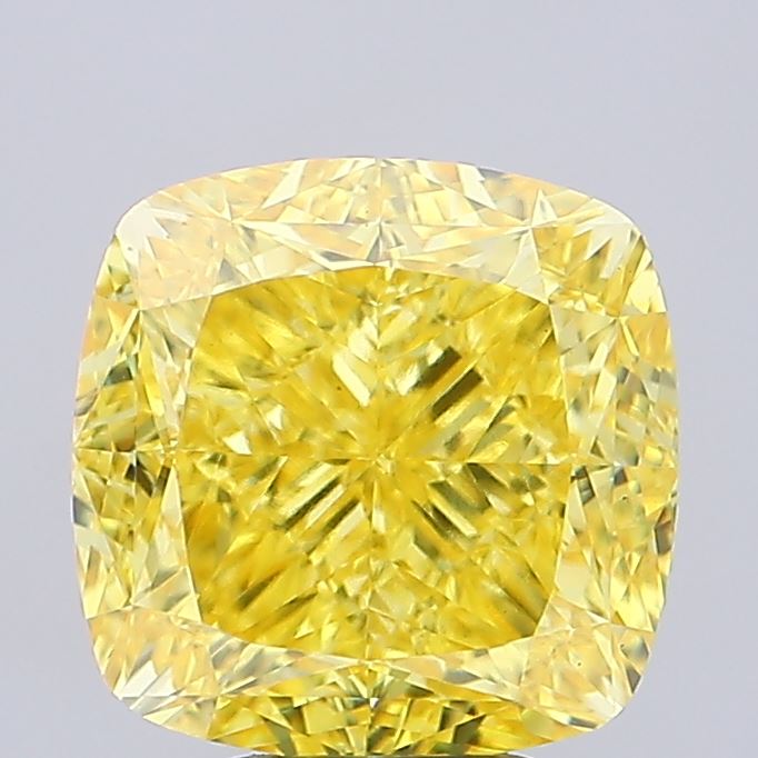 6.27ct Cushion FANCY VIVID YELLOW VS1 Lab Created Diamond