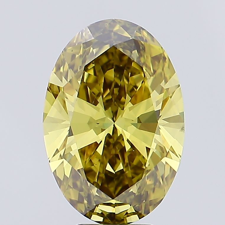 5ct Oval FANCY VIVID GREENISH YELLOW VS1 Lab Created Diamond