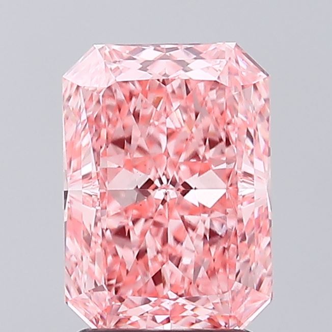 2.37ct Radiant FANCY VIVID PINK VVS2 Lab Created Diamond