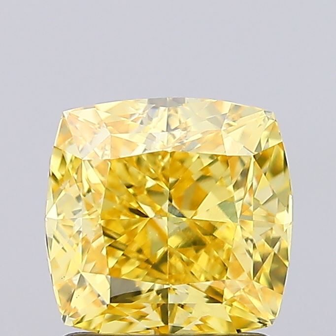 1.65ct Cushion FANCY VIVID YELLOW VS1 Lab Created Diamond