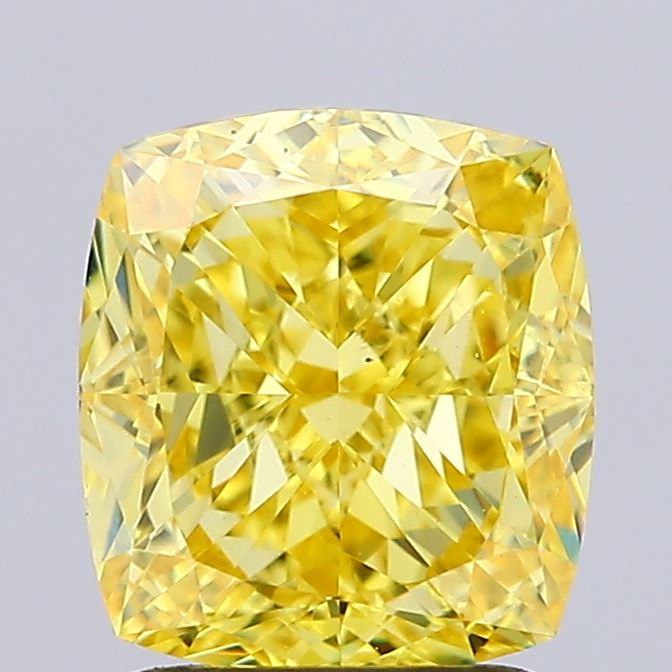 2.53ct Cushion FANCY VIVID YELLOW VS1 Lab Created Diamond