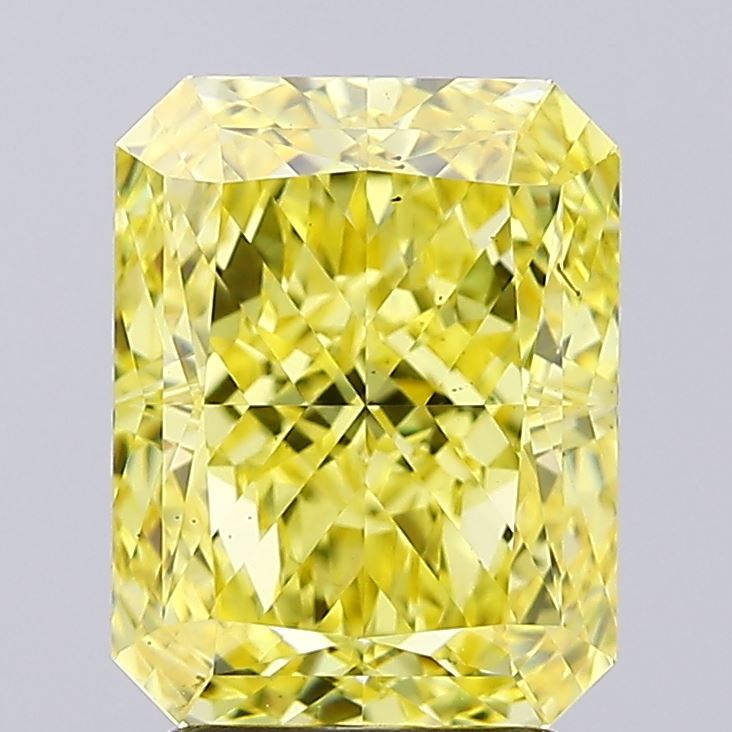 3.06ct Radiant FANCY VIVID YELLOW VS2 Lab Created Diamond
