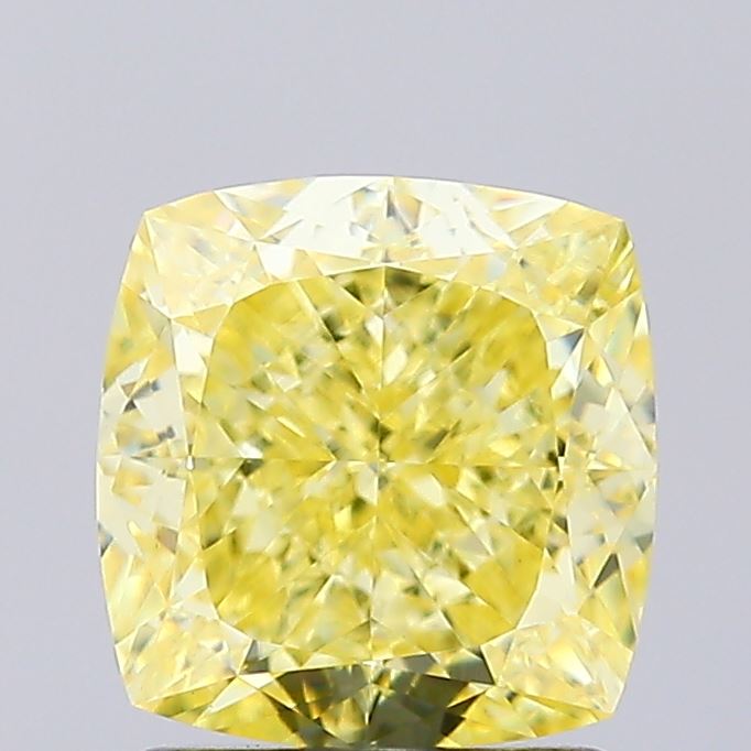 2.03ct Cushion FANCY INTENSE YELLOW VVS2 Lab Created Diamond