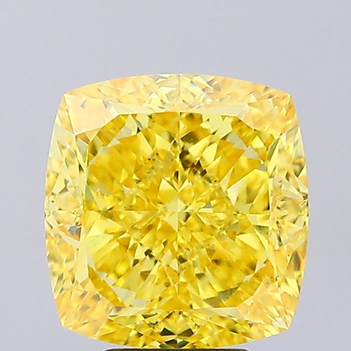 6.57ct Cushion FANCY VIVID YELLOW VS2 Lab Created Diamond