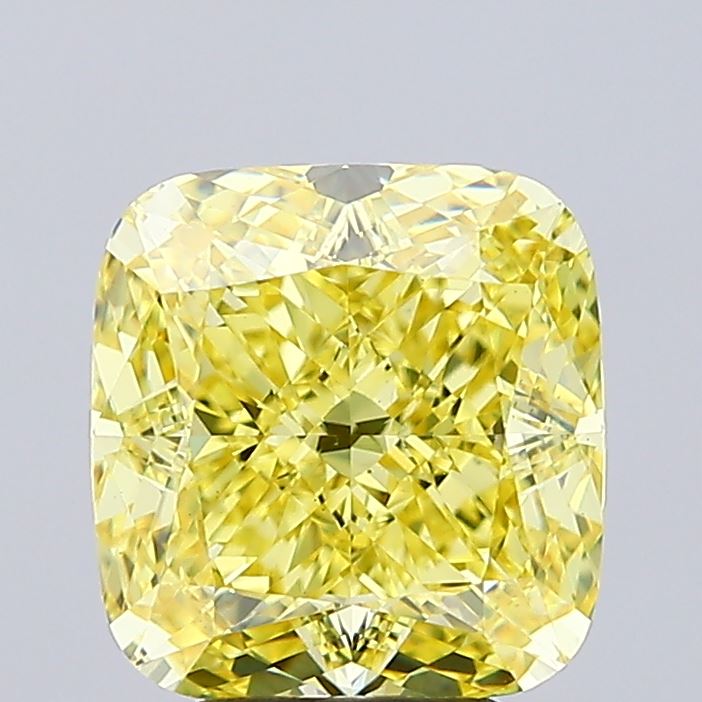 5.04ct Cushion FANCY INTENSE YELLOW VS1 Lab Created Diamond