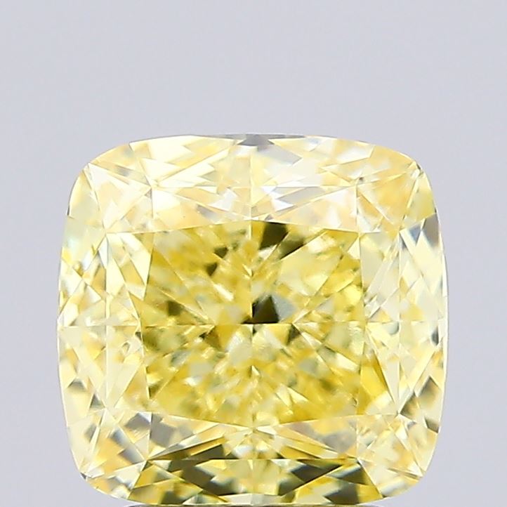 2.68ct Cushion FANCY INTENSE YELLOW VVS2 Lab Created Diamond