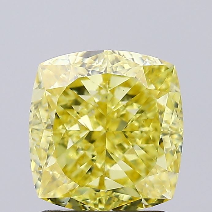 2.05ct Cushion FANCY INTENSE YELLOW VS2 Lab Created Diamond