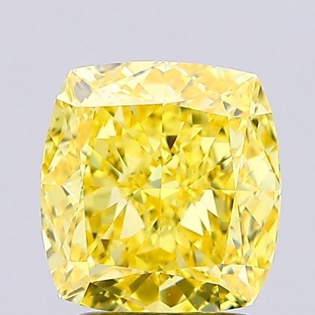 2.52ct Cushion FANCY VIVID YELLOW VS1 Lab Created Diamond