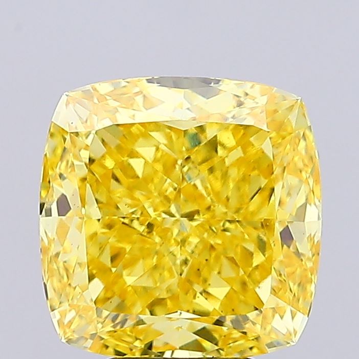 6.03ct Cushion FANCY VIVID YELLOW VS1 Lab Created Diamond