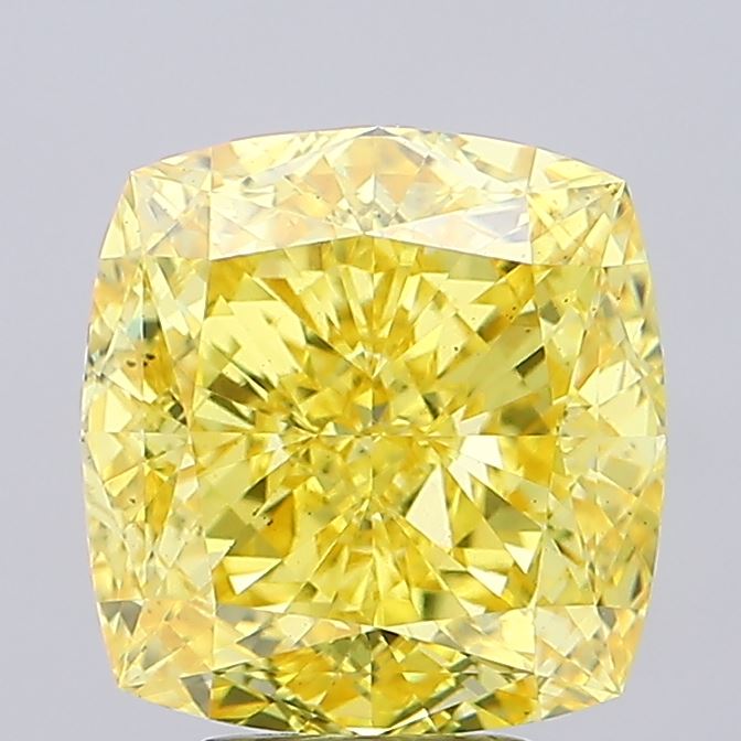 6.12ct Cushion FANCY VIVID YELLOW VS1 Lab Created Diamond