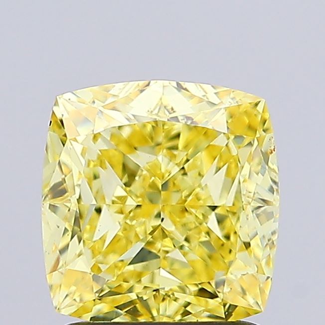 2.12ct Cushion FANCY INTENSE YELLOW VS2 Lab Created Diamond
