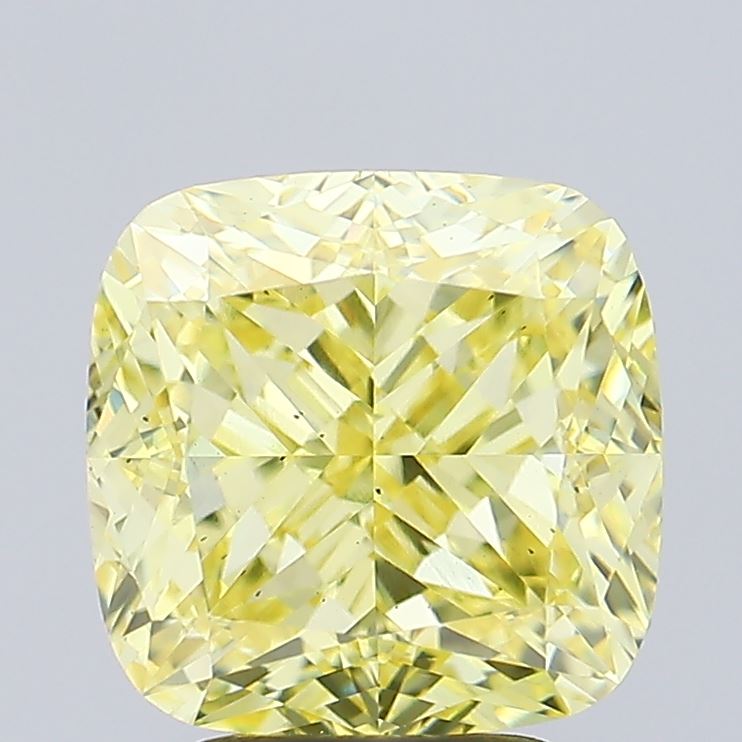 4.26ct Cushion FANCY INTENSE YELLOW VS2 Lab Created Diamond