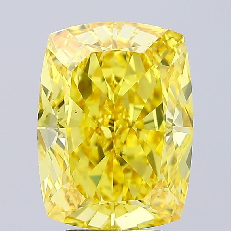 5.54ct Cushion FANCY VIVID YELLOW VS1 Lab Created Diamond