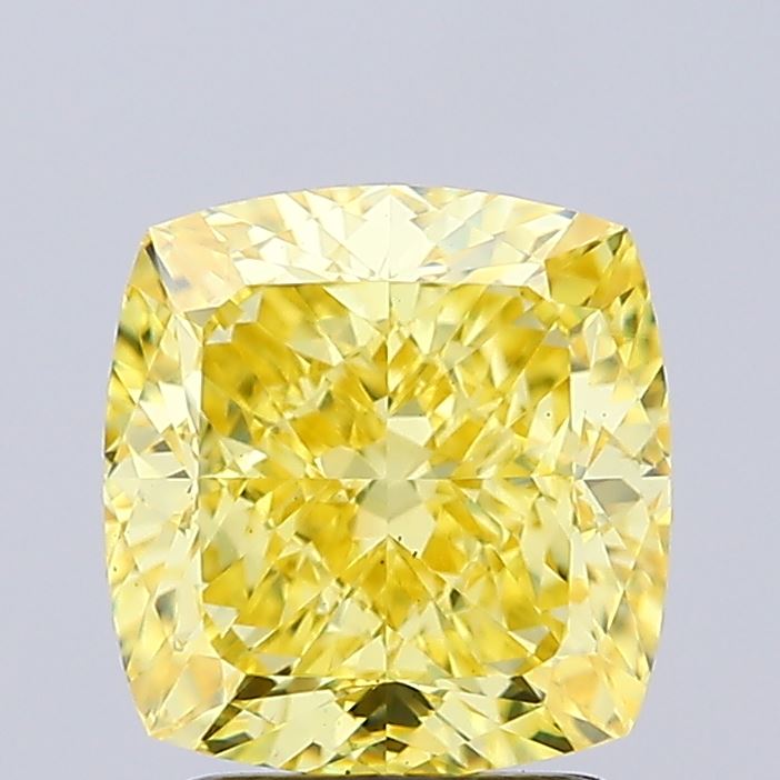 2.56ct Cushion FANCY VIVID YELLOW VS2 Lab Created Diamond