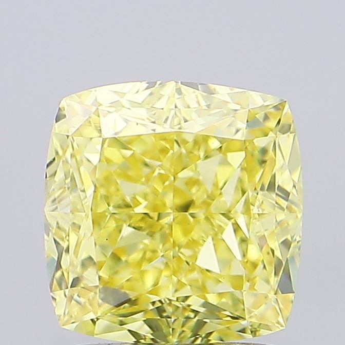 2.31ct Cushion FANCY INTENSE YELLOW VS1 Lab Created Diamond