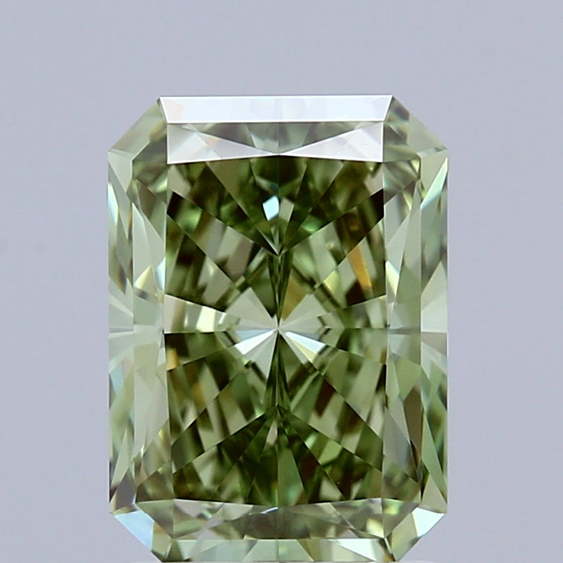1.85ct Radiant FANCY VIVID GREEN VVS2 Lab Created Diamond