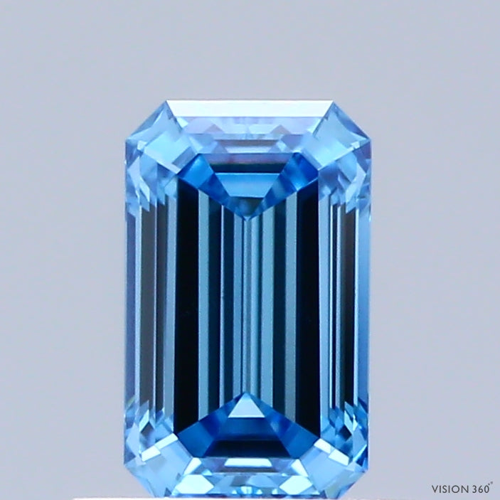 0.77ct Emerald FANCY VIVID BLUE VVS2 Lab Created Diamond