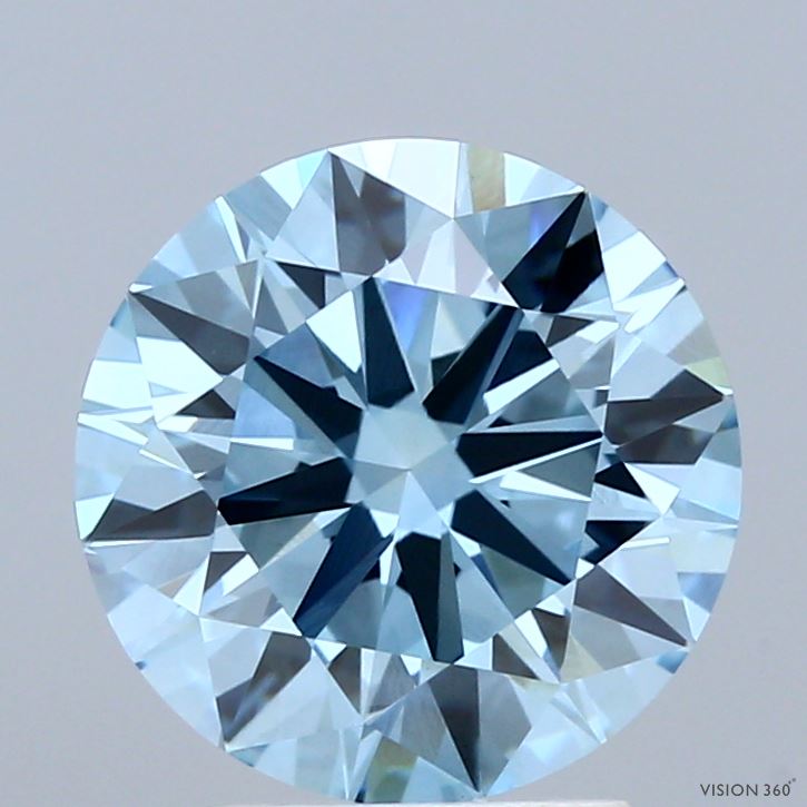 3.02ct Round FANCY VIVID BLUE VVS2 Lab Created Diamond