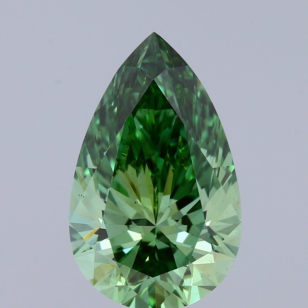 3.52ct Pear FANCY VIVID GREEN VS2 Lab Created Diamond