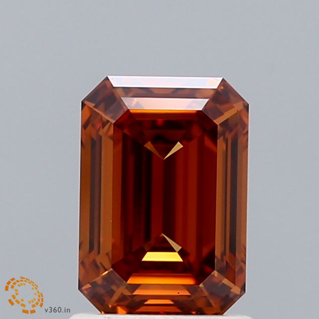 1.41ct Emerald FANCY INTENSE ORANGE VVS1 Lab Created Diamond