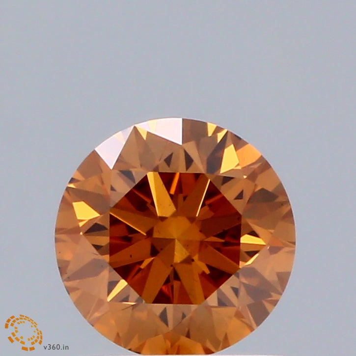 0.78ct Round FANCY VIVID ORANGE VS2 Lab Created Diamond