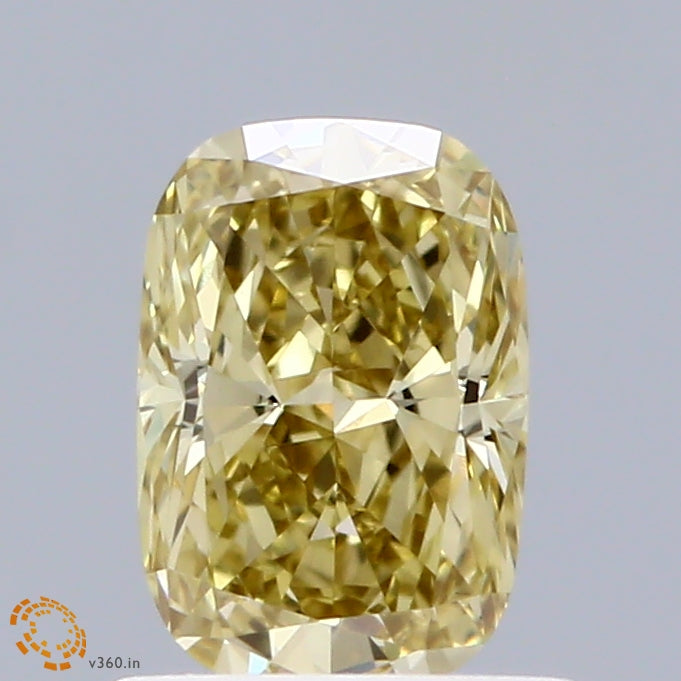 0.78ct Cushion FANCY INTENSE YELLOW VVS2 Lab Created Diamond