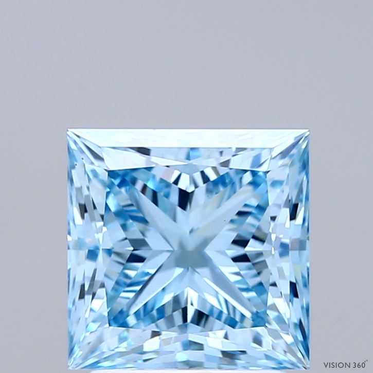 2.54ct Princess FANCY VIVID BLUE VS1 Lab Created Diamond