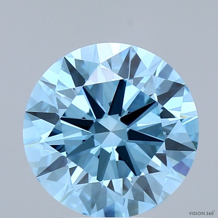 2.84ct Round FANCY VIVID BLUE VS1 Lab Created Diamond