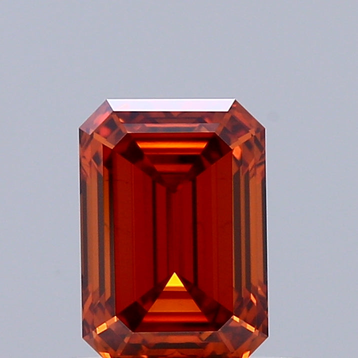 0.97ct Emerald FANCY VIVID ORANGE VS1 Lab Created Diamond
