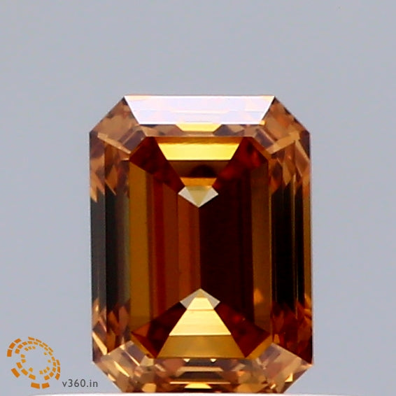 0.51ct Emerald FANCY ORANGE VS1 Lab Created Diamond