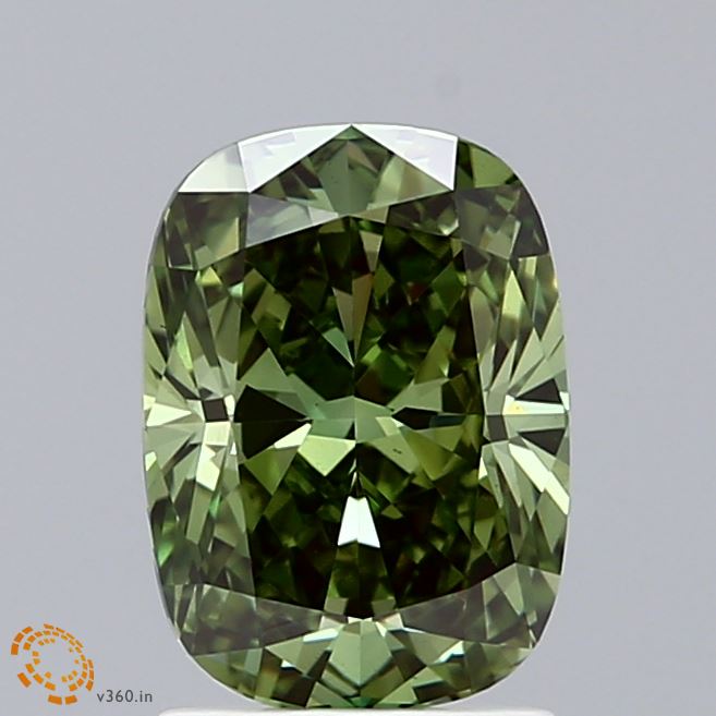 2.04ct Cushion FANCY VIVID GREEN VS1 Lab Created Diamond