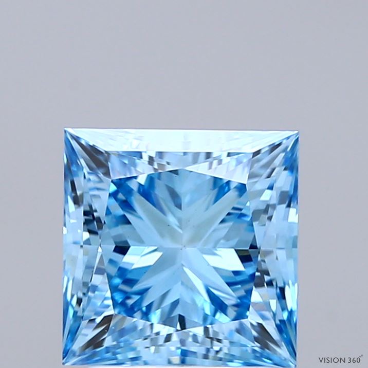 2.38ct Princess FANCY VIVID BLUE VS1 Lab Created Diamond