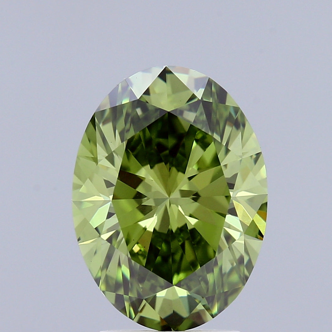 2.72ct Oval FANCY VIVID GREEN VS1 Lab Created Diamond