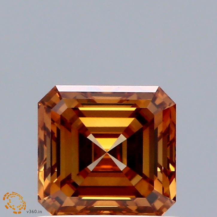 0.95ct Asscher FANCY INTENSE ORANGE VS1 Lab Created Diamond