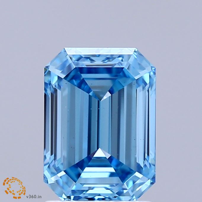 2.04ct Emerald FANCY VIVID BLUE VS1 Lab Created Diamond