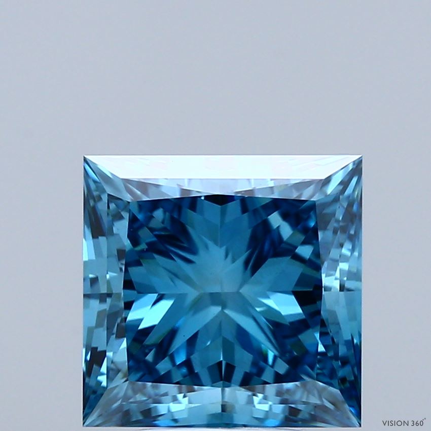 4.01ct Princess FANCY VIVID BLUE VS1 Lab Created Diamond