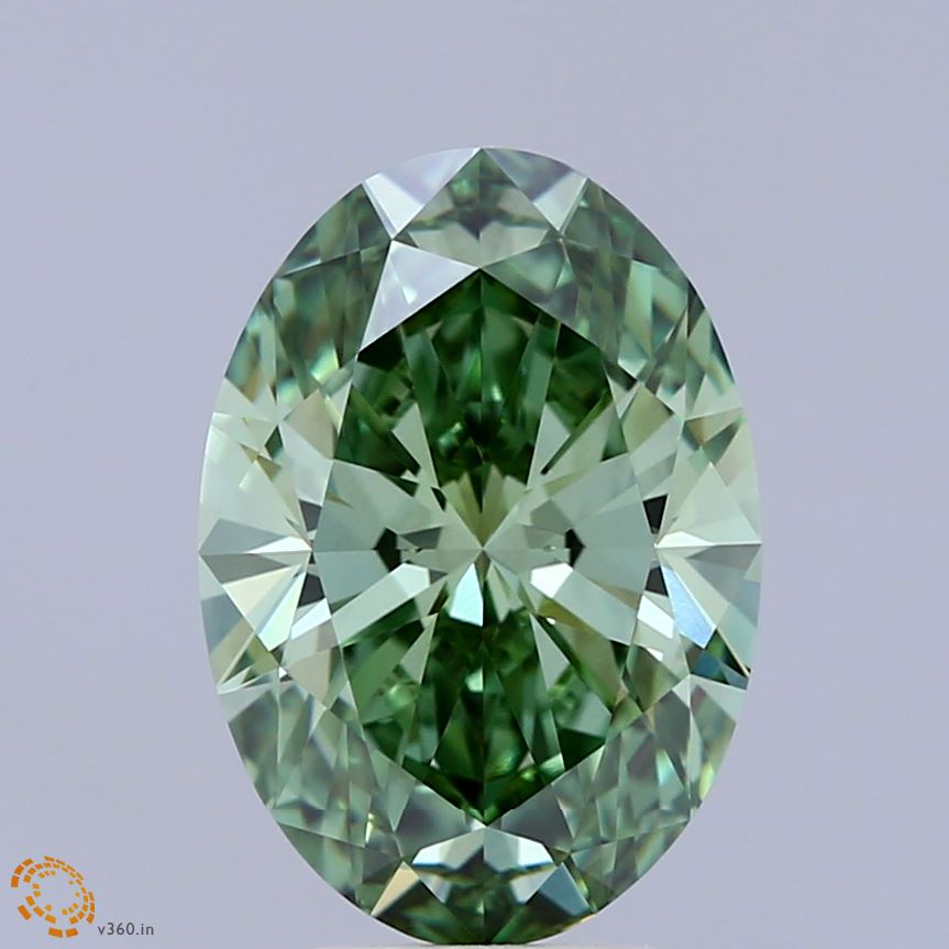 3.3ct Oval FANCY VIVID GREEN VVS1 Lab Created Diamond