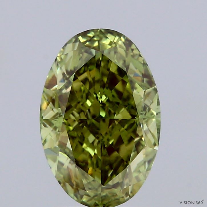 2.19ct Oval FANCY VIVID GREEN VVS2 Lab Created Diamond