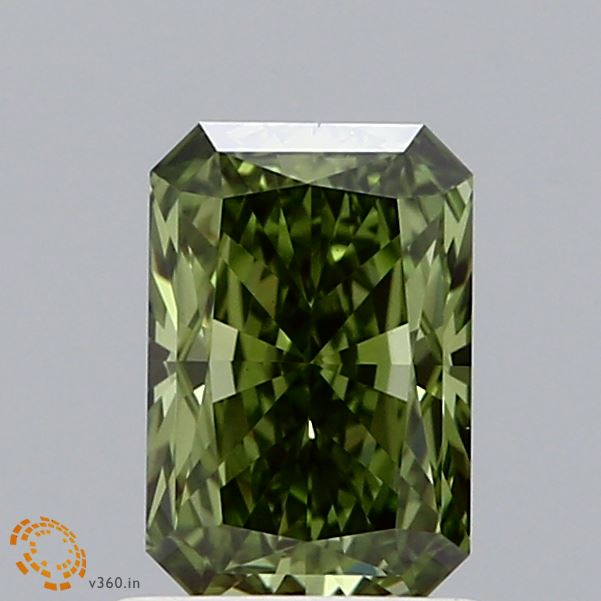 1.02ct Radiant FANCY VIVID GREEN VVS2 Lab Created Diamond