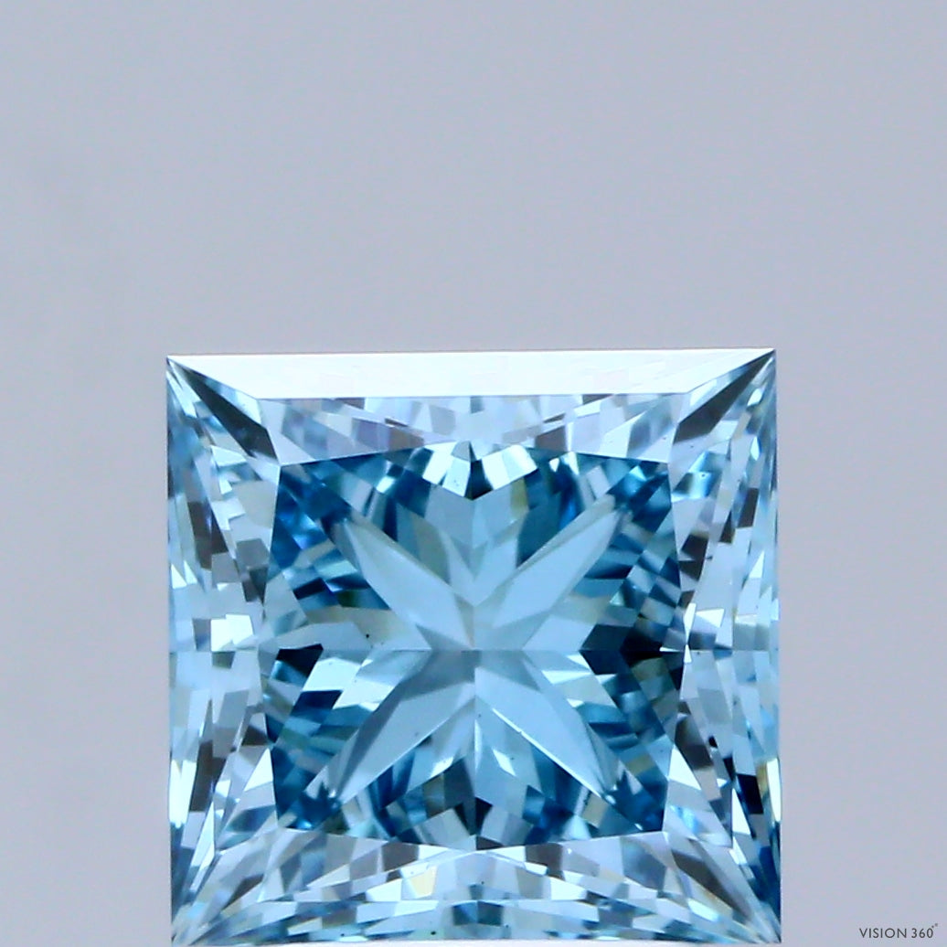 3.08ct Princess FANCY VIVID BLUE VS1 Lab Created Diamond