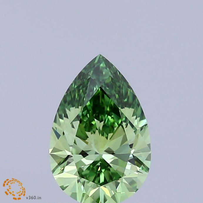 1.02ct Pear FANCY VIVID GREEN VVS2 Lab Created Diamond
