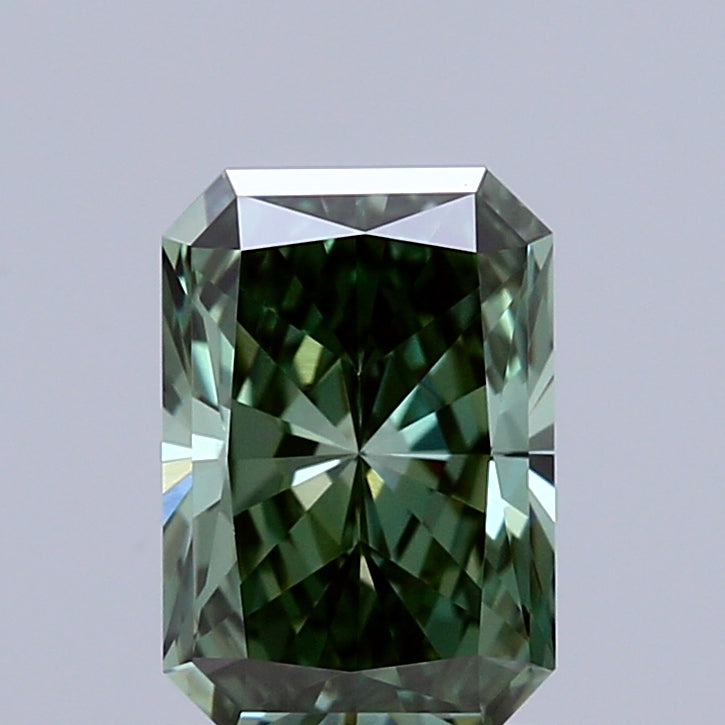 0.99ct Radiant FANCY VIVID GREEN VVS2 Lab Created Diamond